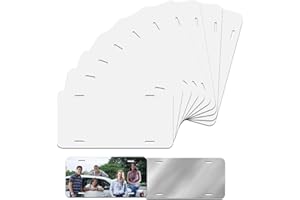 XIHEYOMI 10 Pack Sublimation License Plate Blanks,Heat Thermal Transfer Sheet DIY Picture Sublimation Blank,Metal Aluminum Automotive License Plate Plates Tag for Custom Design Work - White