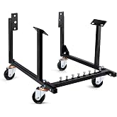 LEQEE Engine Stand Compatible with Chevy Small Block &amp; Big Block, 3&rdquo; Heavy-Duty Steel Wheels,Black Powder Coat,Easy Assembly with Storage