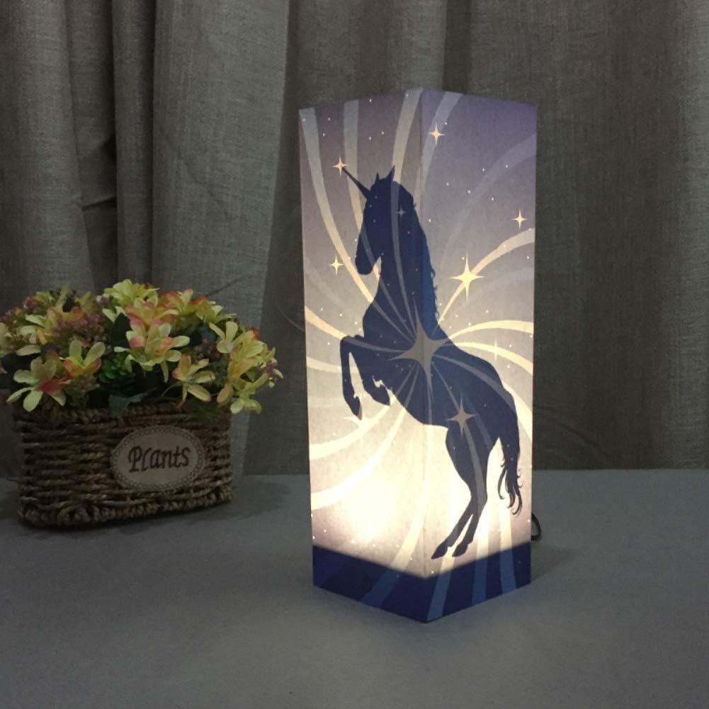 Unicorn Paper Design Shadow Lamp, Paper Design USB & 3AAA Battery Powered Touch Switch LED Desk Night Light for Kids Bedroom, Living Room, Cafe, Bookcase