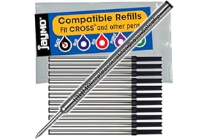 Jaymo Replacement for Cross Selectip 8523 - Measures 4.375 in / 111 mm Long - Gel Rolling Ball Pen Refill - 12 Black