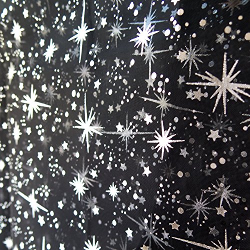 Star Bursts Sheer Organza 58 Inch Wide Fabric by the Yard (F.E. (Black)