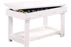 YouHi Kids Activity Table with Board for Bricks Activity Play Table (White Double Table)