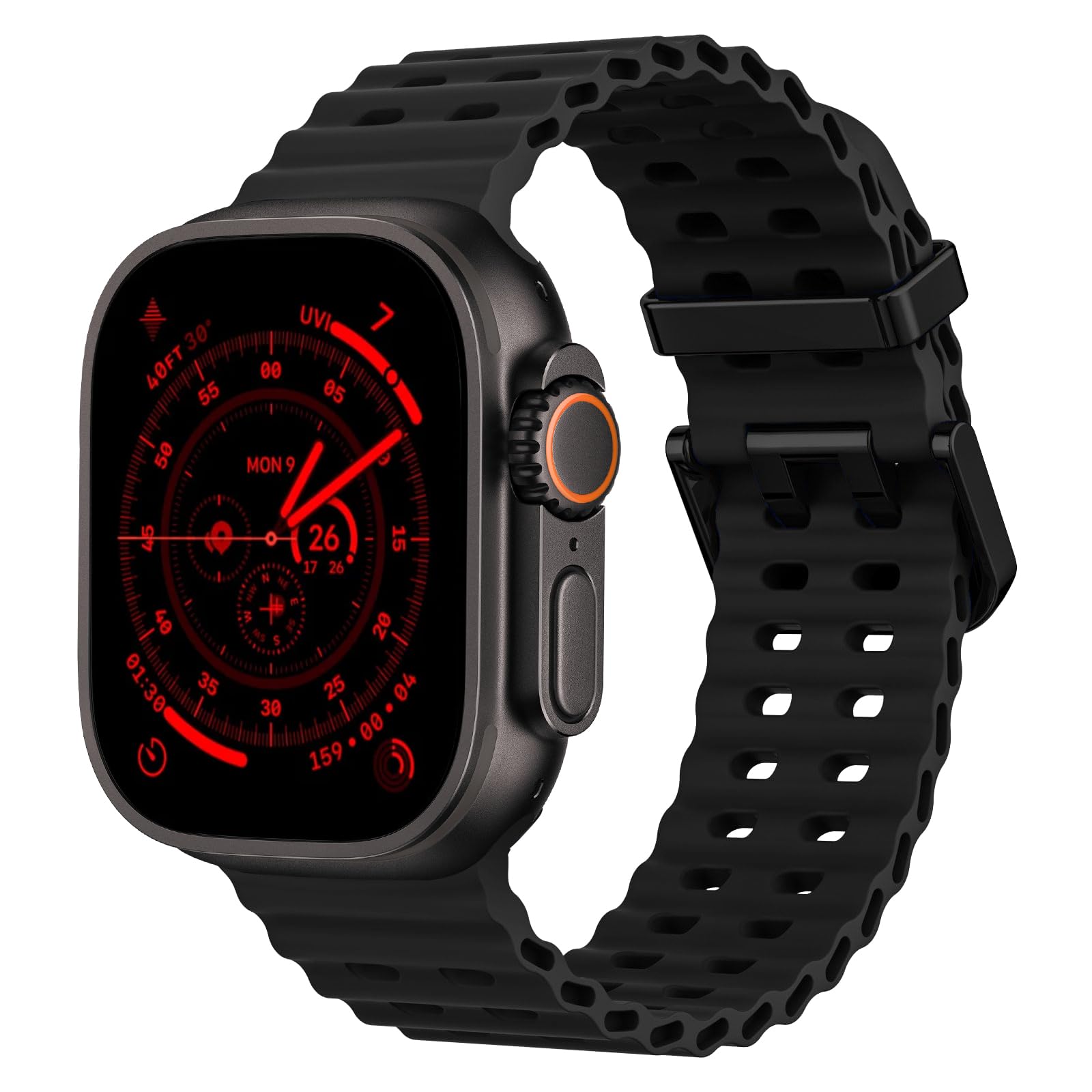 Photo 1 of Ocean Silicone Sport Band - Compatible with Apple Watch Ultra 2/Ultra Bands 49mm 45mm 44mm for Men Women, Breathable Soft Waterproof Strap for iWatch Ultra 2, iWatch Ultra Series 10 46mm SE/9/8/7/6/5