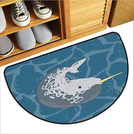 Amazon Com Bedroom Doormat Narwhal Happy Arctic Ocean Whale With