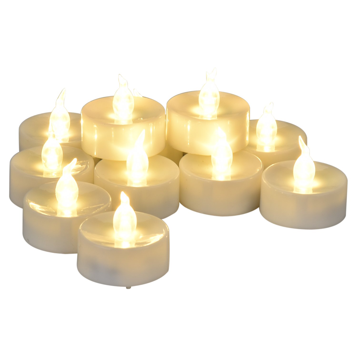 [With Timer Function] LED Tea Lights 12 Warm White Flickering