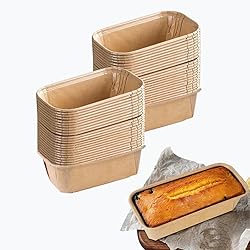 50Pcs Paper Loaf Pans for Baking, Parchment Cupcake