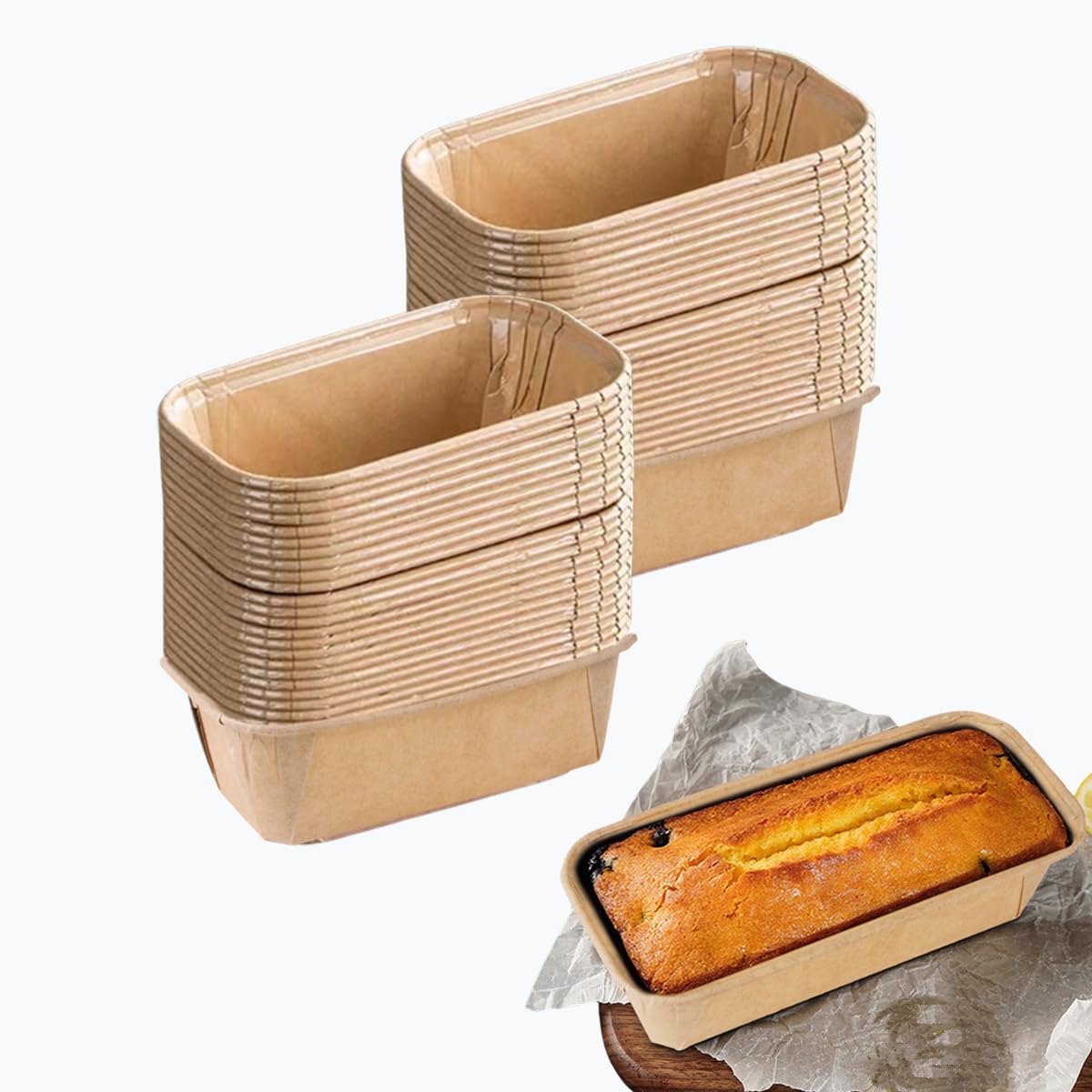 50Pcs Paper Loaf Pans for Baking, Parchment Cupcake
