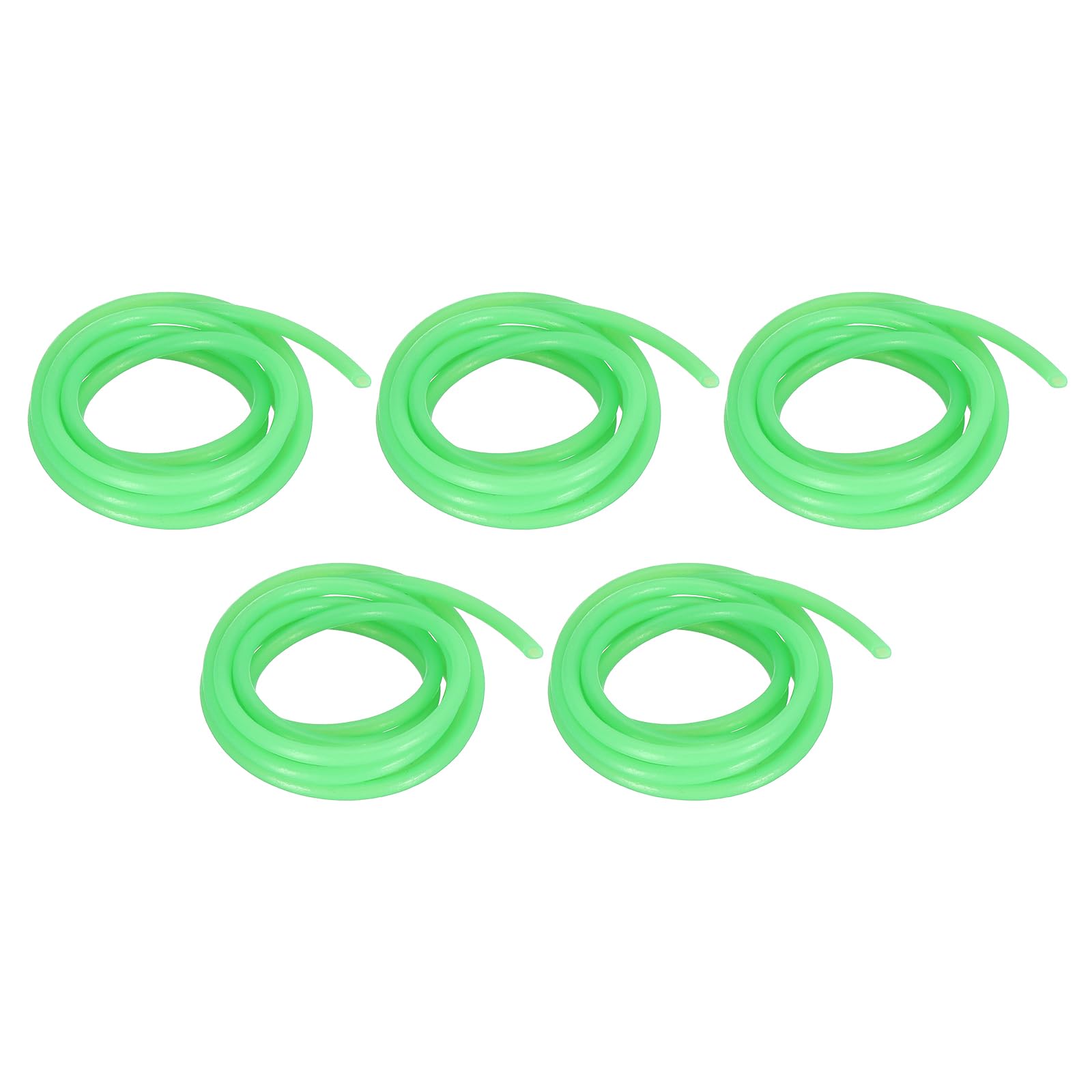 PATIKIL 2mm ID Glow Tube Deep Sea Fishing, 5Pcs 16.4 Ft/5M Soft Silicone Luminous Tube Angling Glow in the Dark Tubing Sleeve Fishing Tool for Fishing Rigs, Green