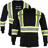 FONIRRA Long Sleeve Safety T Shirt Reflective High Visibility Construction Work Shirts ANSI Class 3 for Men