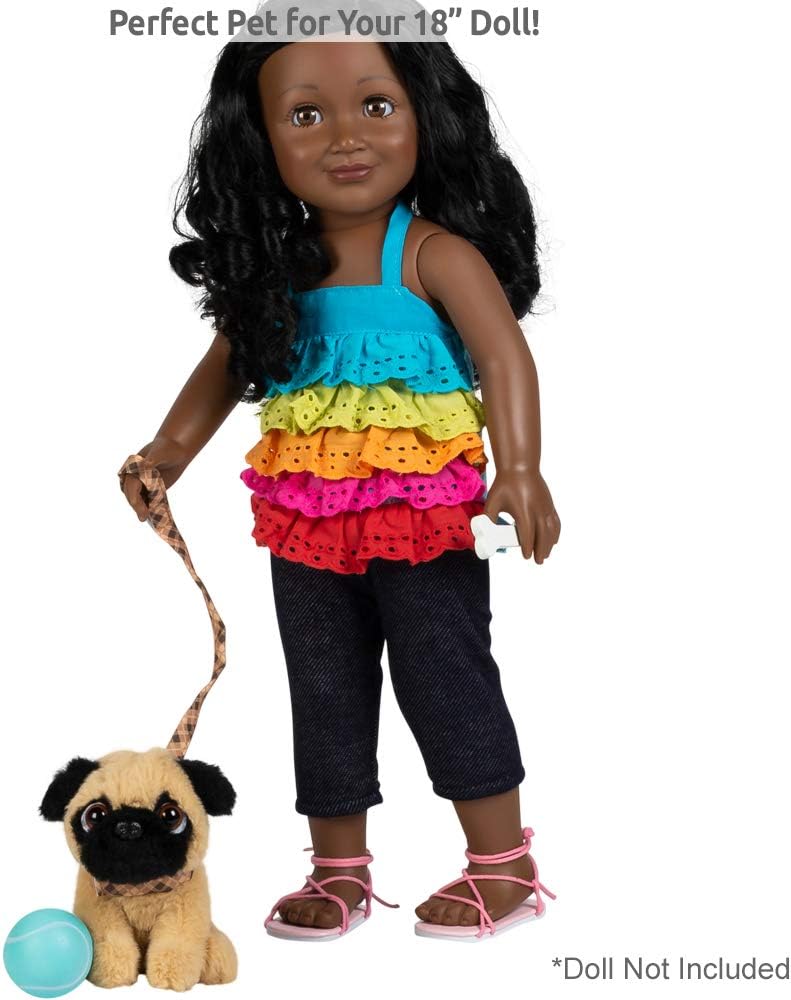 Adora Amazing Pets Preston the Brown Pug – 18 Doll Accessory includes 4.5 Dog, Dog Bed, Collar, Leash, Ball, Wooden Bowl and Bone ( Exclusive): Toys & Games