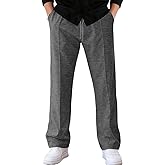 QOSOQ Mens Casual Pants for Men Elastic Waist Lightweight Loose Fit Pleated Slim Fit Casual Pants Tapered Cropped Trousers