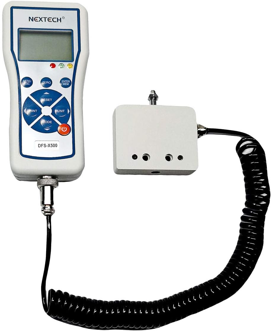 Nextech DFS-X Digital Force Gauge with External, S-Beam Load Cell, 5N to 20,000N, Peak/Track Mode, Invert Display, Pass/Fail LED, USB Output, Back-Lit Graphic LCD, Metal Enclosure (50N, DFS-X)