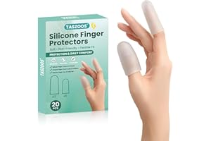TASZOOS Gel Finger Cots & Finger Sleeves – 20 Pcs Silicone Finger Protectors for Fingertip & Thumb Support – Reusable Rubber Tips for Trigger Finger, Arthritis, Blisters & Pain Relief