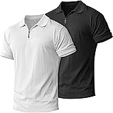 Muscle Polo Shirts for Men Slim Fit Textured Knit Polo Shirts Short Sleeve Mens Collared Shirts Casual Stylish