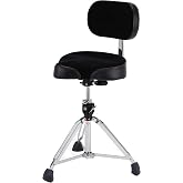 Gibraltar Drum Throne with Adjustable Height Motorcycle Seat &amp; Backrest, Double-Braced Drum Stool, Comfortable Supportive Cushion for Drummers, Studio or Stage Use (9608MB)