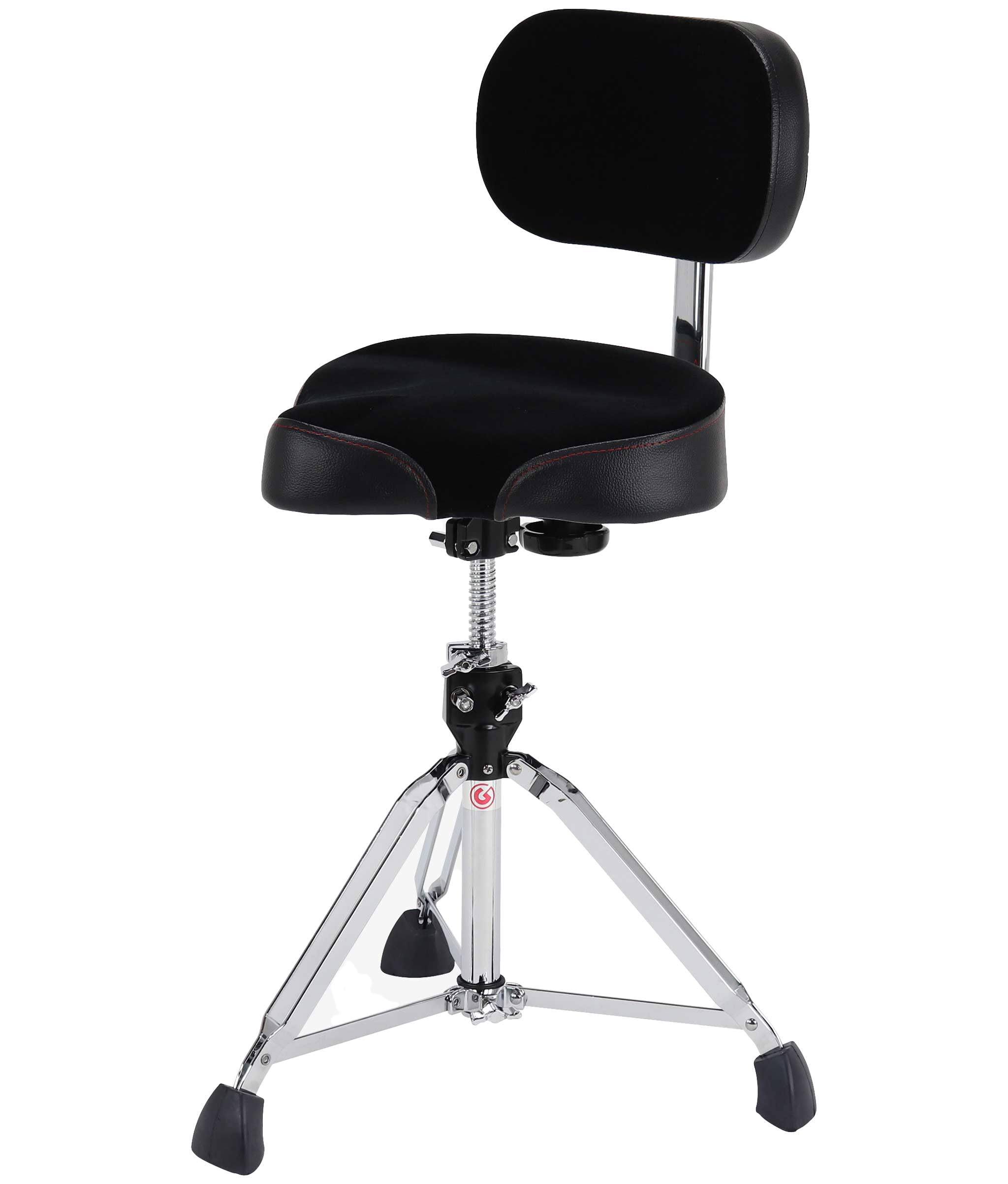 Gibraltar Drum Throne with Adjustable Height Motorcycle Seat & Backrest, Double-Braced Drum Stool, Comfortable Supportive Cushion for Drummers, Studio or Stage Use (9608MB)