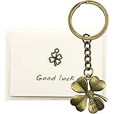 MatFirsmo Four Leaf Clover Keychain, Good Luck keychain, 4 Leaf Clover Charm Lucky Key Chain with Good Luck Card, Lucky Gift