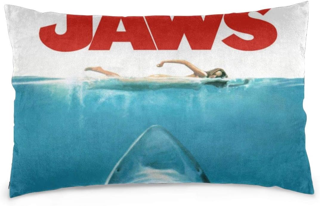 GSRONY Home Decoration Pillow Cover Jaws Biting Shark Naked Girl Swimming Soft Pillow Case Pillow Sham for Bed/Sofa/Couch/Car 20"x30"