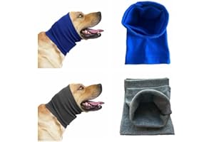 DDFS Snood for Dogs Ears Wrap for Dogs Noise Cancelling Headphones Soothing Hoodie Anxiety & Stress Relief Dog Calming Earmuffs for Medium Dog in Bath - Blue+Grey M