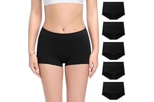 Molasus Womens Cotton Boyshorts Panties Ladies High Waisted Full Coverage Stretch Underwear Multipack(Regular&Plus Size)
