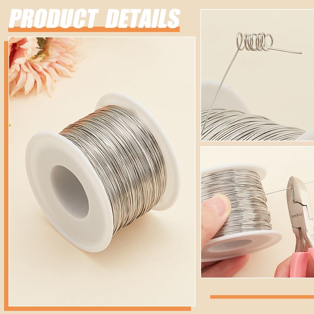 BENECREAT BENECREAT 24 Gauge 524FT 304 Stainless Steel Binding Wire, Bailing Wire Snare Wire for Necklace Bracelet Making and Beading Crafts Project