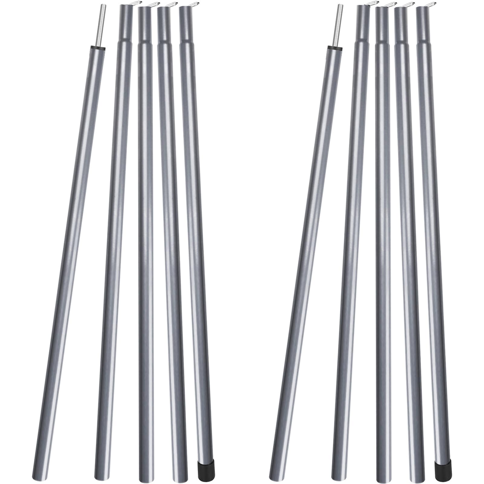 MI CASA Tent Tarp Poles Set of 2, Universal Telescopic Adjustable Aluminium Camping Awning Poles Tent Accessories for Headroom Canopy Porch Sun Shade Sail, Grey