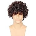 Swiking Brown Curly Afro Men Wigs Short Soft Bouffant Synthetic Natural Hair 70s 80s Hair Replacement Wigs for Male Buy