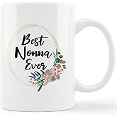 kunlisa Best Nonna Ever Floral Mug Cup,Best Grandma Ceramic Mug-11oz Coffee Milk Tea Mug Cup,Farmhouse Home Decor,Grandmother Grandma Nonna Birthday Mother's Day Gifts From Grandson Granddaughter