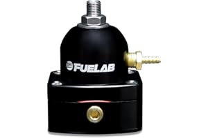 Fuelab Fuel Pressure Regulator, 25-90 PSI, In-Line, Two 6 AN Female Inlets, 6 AN Female Return, 1/8 in NPT Port, Aluminum, Black Anodized, Diesel / E85 / Gas/Methanol, Each