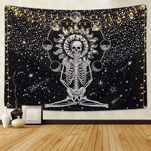 Mazheny Mountain Forest Tree Tapestry Wall Hanging For Home Room Sunset NatureTapestry Wall Decor Room (Skull, 59.1" x 82.7")