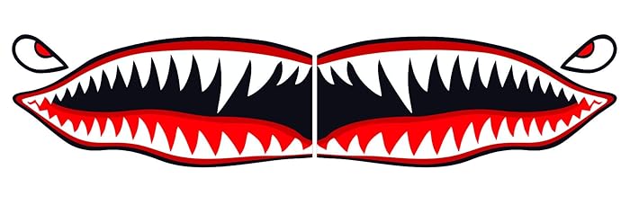 Flying Tigers shark teeth decal sticker 3&rdquo; tall x 7&rdquo; long WWII Military Airplane
