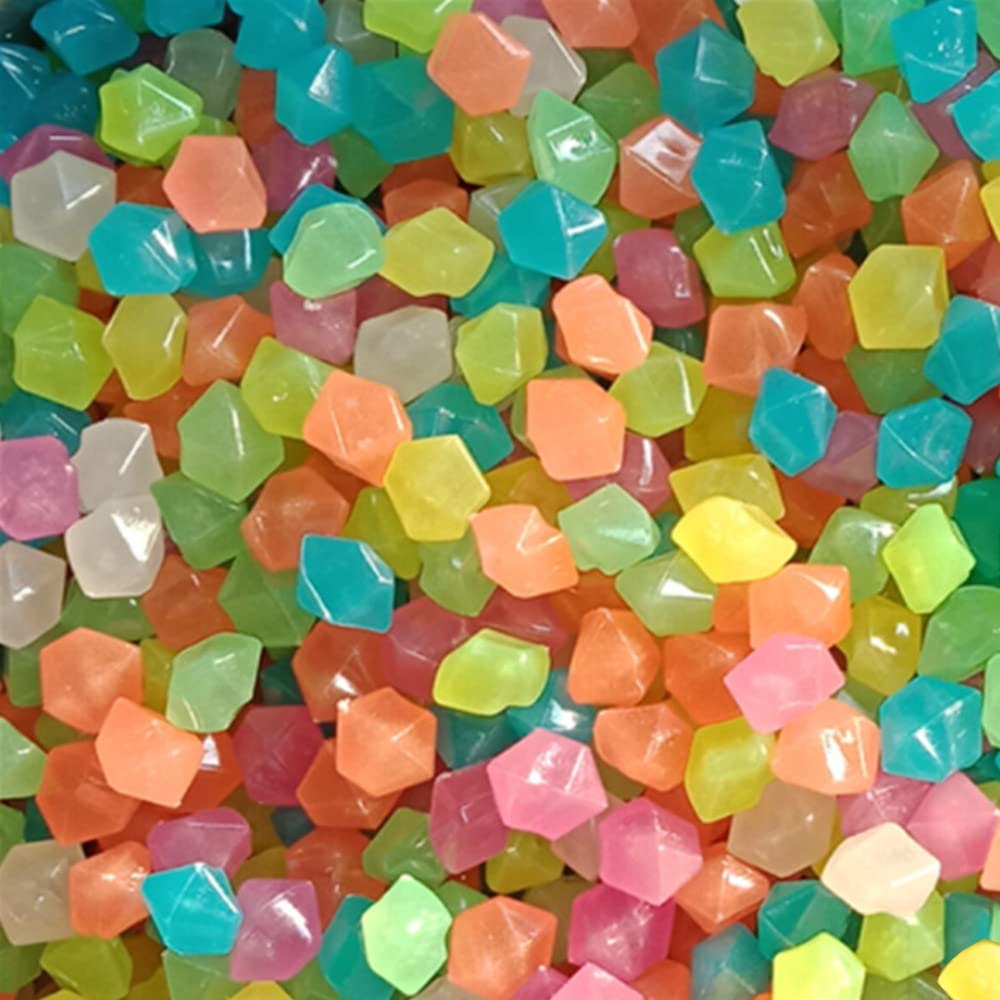 MOCNT 300Pcs Colorful Glow in the Dark Pebbles Rock Luminous Cobblestones Glowing Pebbles Stones Garden Yard Decor Home Walkway Aquarium Fish Tank Decoration 14x11mm