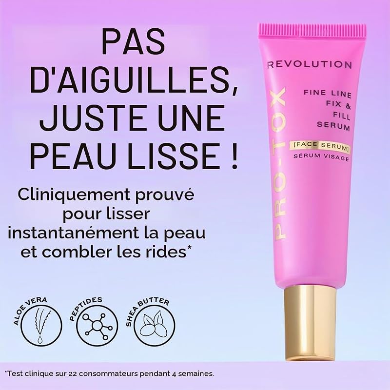 Revolution, Sérum Visage Lissant Pro-tox, Réduit les Rides et Ridules avec Peptides, Testé Dermatologiquement, Végan et Non Testé sur les Animaux, 30 g