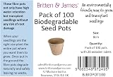 Britten & James Biodegradable 8cm Seed Pots 100pk + 20 Wooden Labels view 6