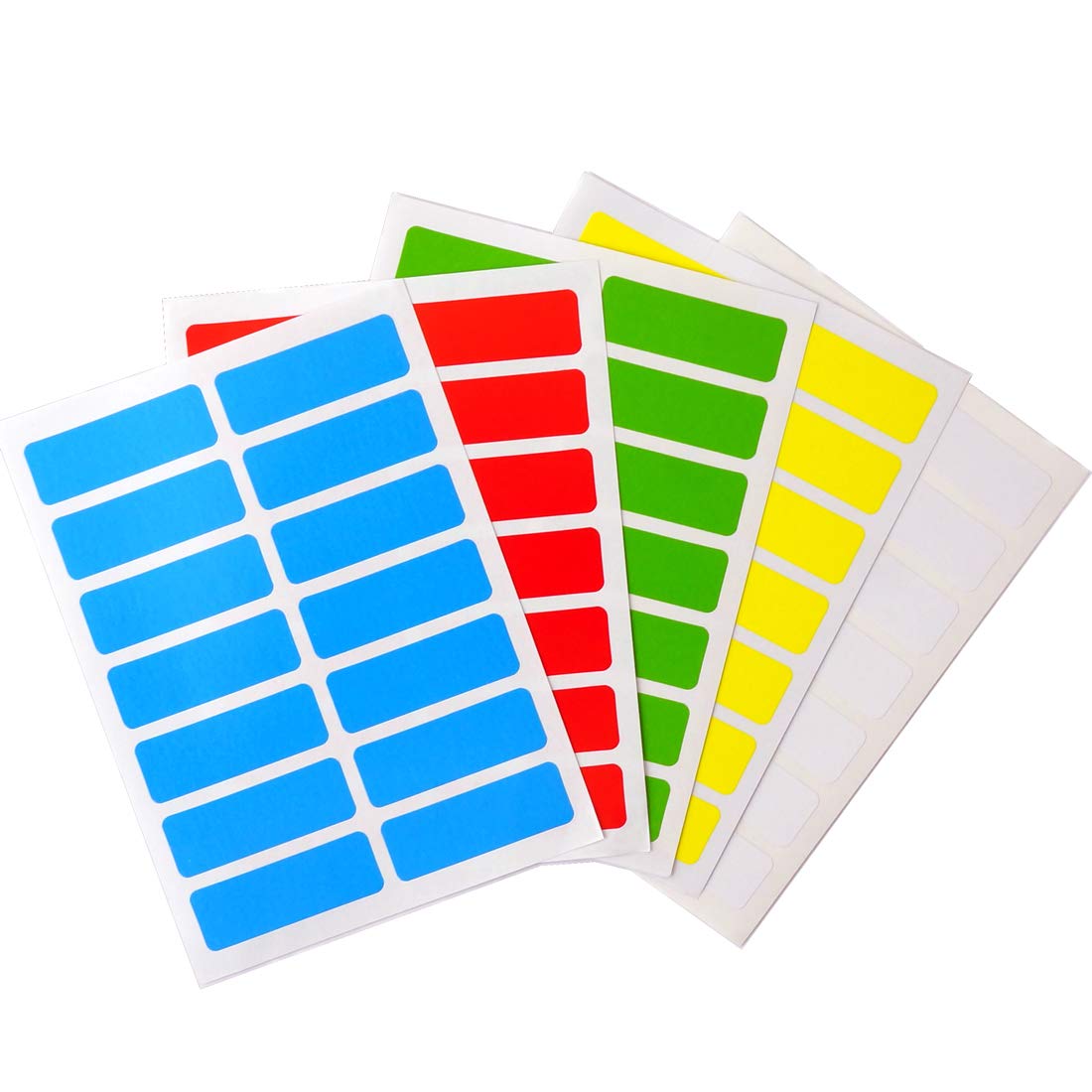 Multi-Colour Stickers (x70) - Rectangular Colour-Coding Labels for Office, Home and School - Red, Blue, Green, Yellow & White