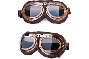 HALLWAYEE Retro Motorcycle Goggles Vintage Pilot Glasses for Harley ATV Bike Cruiser Scooter Goggles