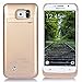 Galaxy S6 Battery Case, Ultra Slim Portable Rechargeable External Battery Backup Power Bank Charger Case Cover For Samsung Galaxy S6 With Kickstand (Gold)