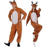 EraSpooky Christmas Reindeer Adult Costume Unisex Deer Animal Onesie Party Jumpsuit