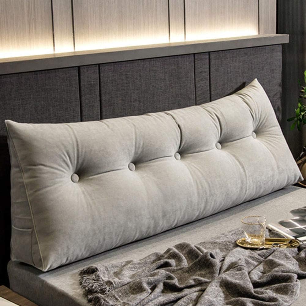Bed Rest Large Reading Pillow Lumbar Cushion， Large Headboard Backrest Support Pillow Cushion Reading Soft Pillow for Reading in Bed Sofa with Removable Cover 59 Inches (Gray): Kitchen & Dining