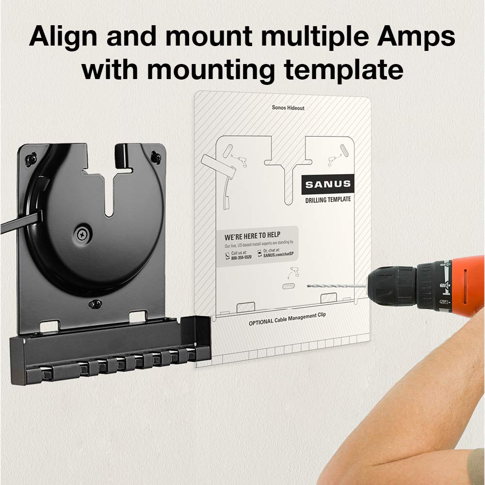 Sanus Wall Mount for Sonos Amp - Slim Black Design with Lockable Latch for Security - Low Profile Bracket Design Mounts in Any Orientation - Built-in Cable Management & Easy 15-Minute Install …