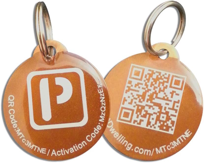 Brown Round Aluminum QR Code Pet ID Tag w/ Smartphone/Web GPS Tracking Enabled (w/epoxy coating)