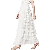 PEHMEA Tulle Maxi Skirts for Women, High Waist A-Line Flowy Elegant Party Wedding Guest Casual Skirt