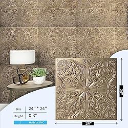 Art3d Decorative Ceiling Tile 2x2 Glue up, Lay in
