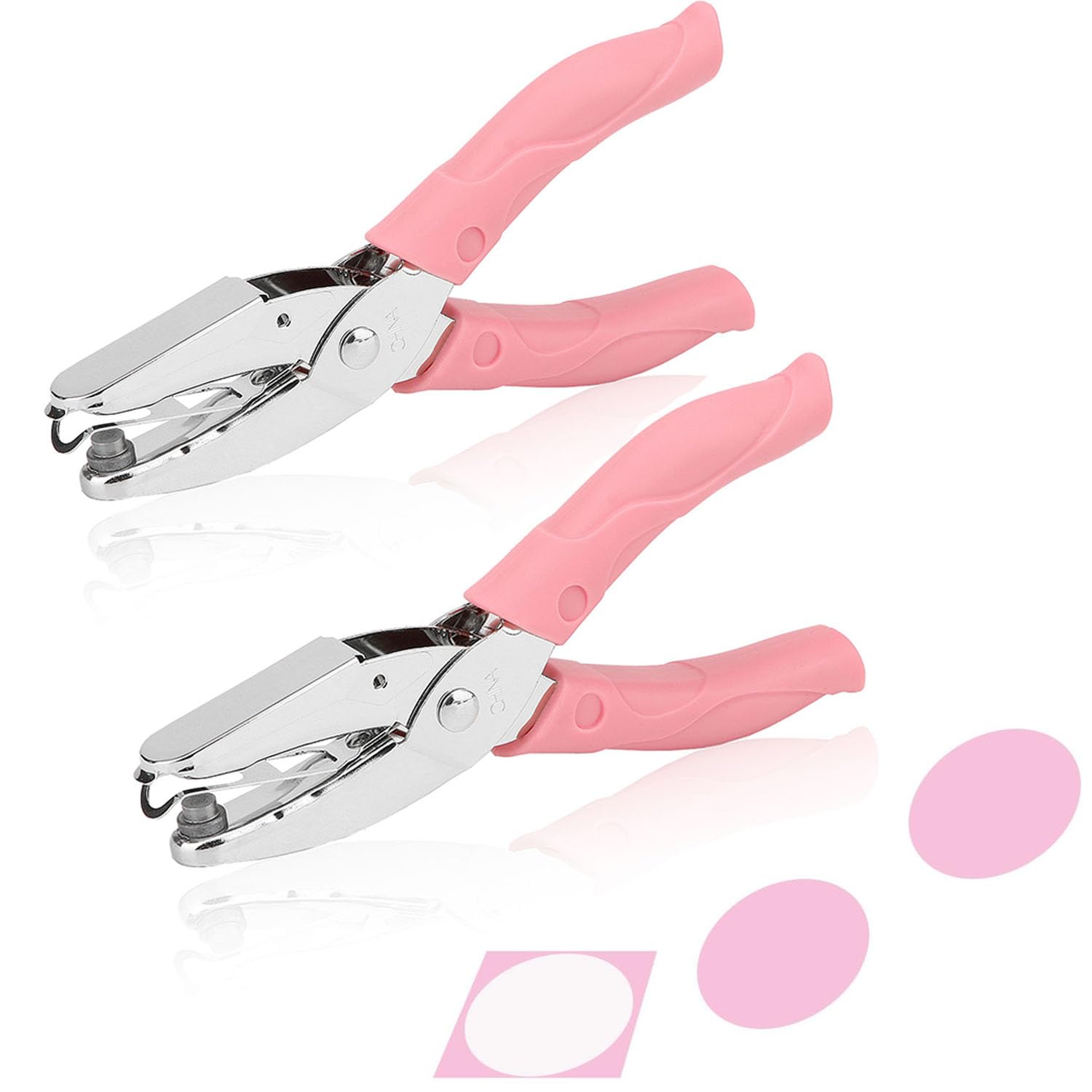 1/4 Inch Circle Hand Hole Punch 2 Pack Metal Single Handheld Hole Paper Punch Punchers with Soft-Handled DIY Craft Shape Paper Cutter Perforator