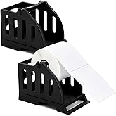 DEAYOU 2 Pack Label Roll Holder, Thermal Label Holder for Rolls and Fan-Fold Labels, Desktop Label Printer Accessory, Plastic Shipping Label Stand Bracket for Stack, Thermal Bar Code Sticker, Office