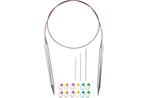 BSHOOKER Circular Knitting Needles 32inches/80cm,Size US 11(8mm) Stainless Steel Round Knitting Needles for Handmade Knitting DIY