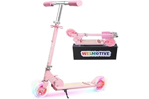 Kick Scooter for Kids Ages 3-8 & 6+, Teens & Adults Lightweight Foldable Adjustable Handlebars Rear Brake Optional Flashing L