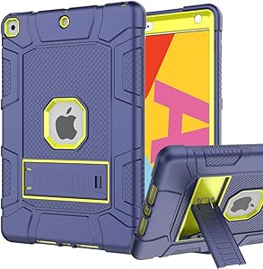 iPad 7th/8th Generation Case, iPad 10.2 Case, Hybrid Shockproof Rugged Drop Protection Cover Built with Kickstand for iPad 10.2 Inch 7th/8th Generation 2019/ 2020 Release (Navy+Green)