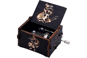 YOUTANG Zelda Music box Hand Crank Musical Box Carved Wooden Music Boxes Mini Size,Play (Song of Storms from Ocarina of Time, Black)