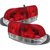 ACANII - For 1996-1998 Honda Civic 4-Door Sedan Red Clear Tail Lights Brake Lamps Left Driver &amp; Right Passsenger Side 97